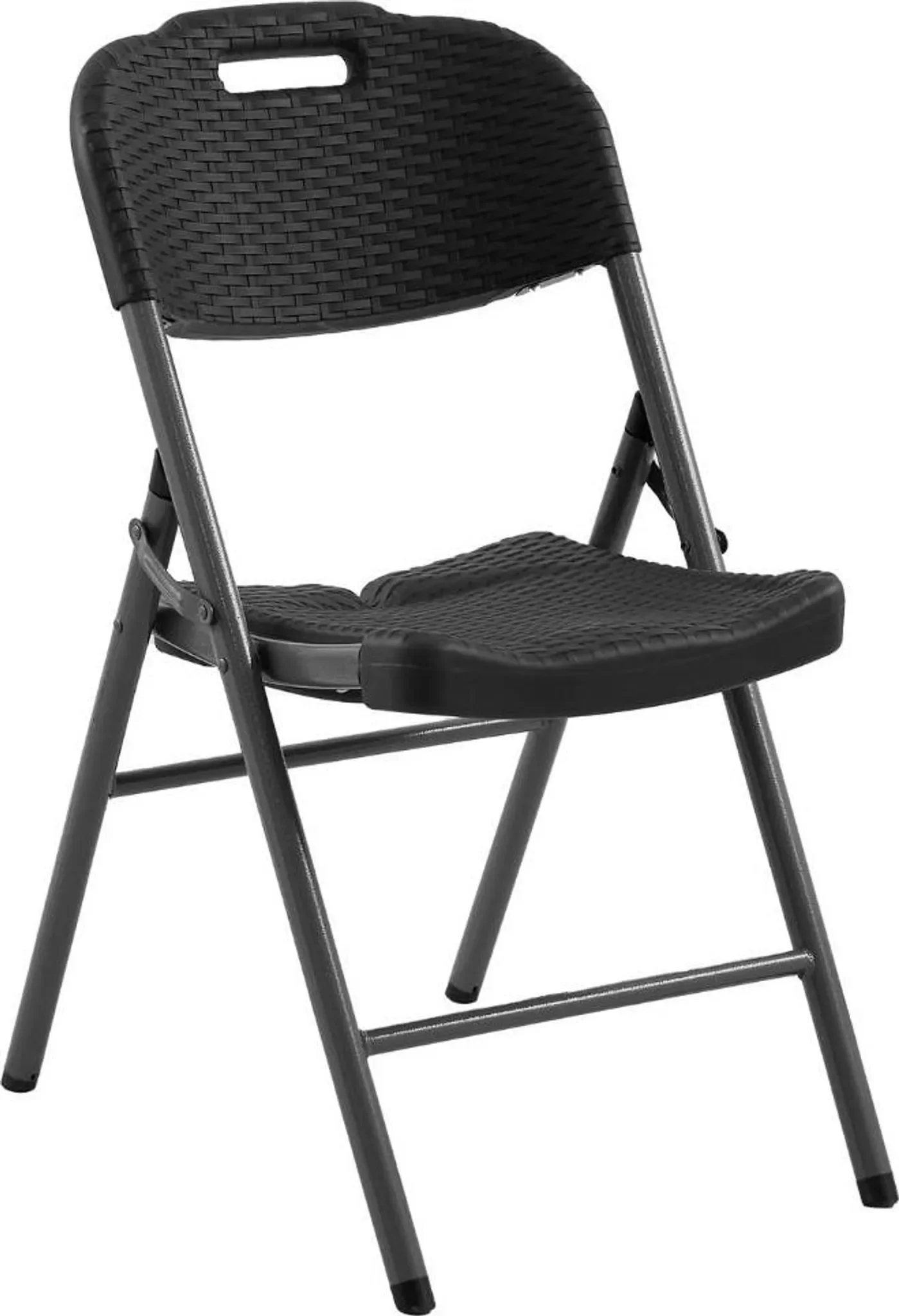 Klappstuhl „Felix“ – Schwarz, Rattanmuster